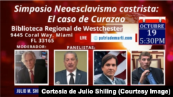 Cartel presentación del simposio "Neoesclavismo castrista: el caso de Curazao"